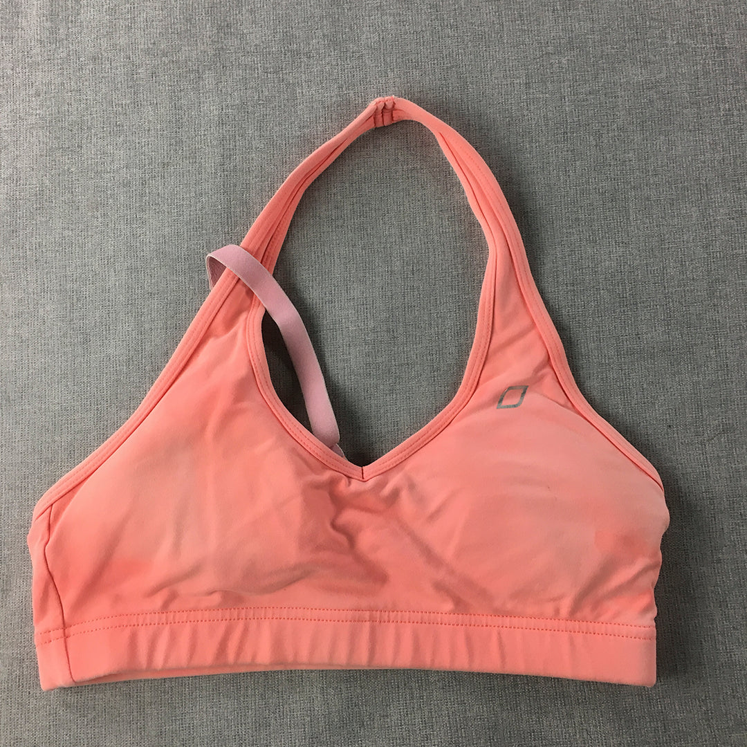 Lorna Jane Womens Sports Bra Size S Coral Pink Sleeveless Cropped Top