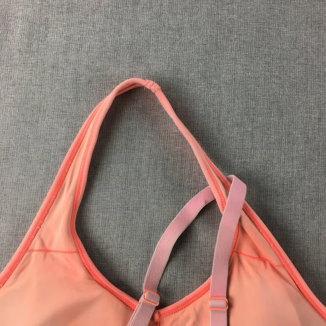 Lorna Jane Womens Sports Bra Size S Coral Pink Sleeveless Cropped Top