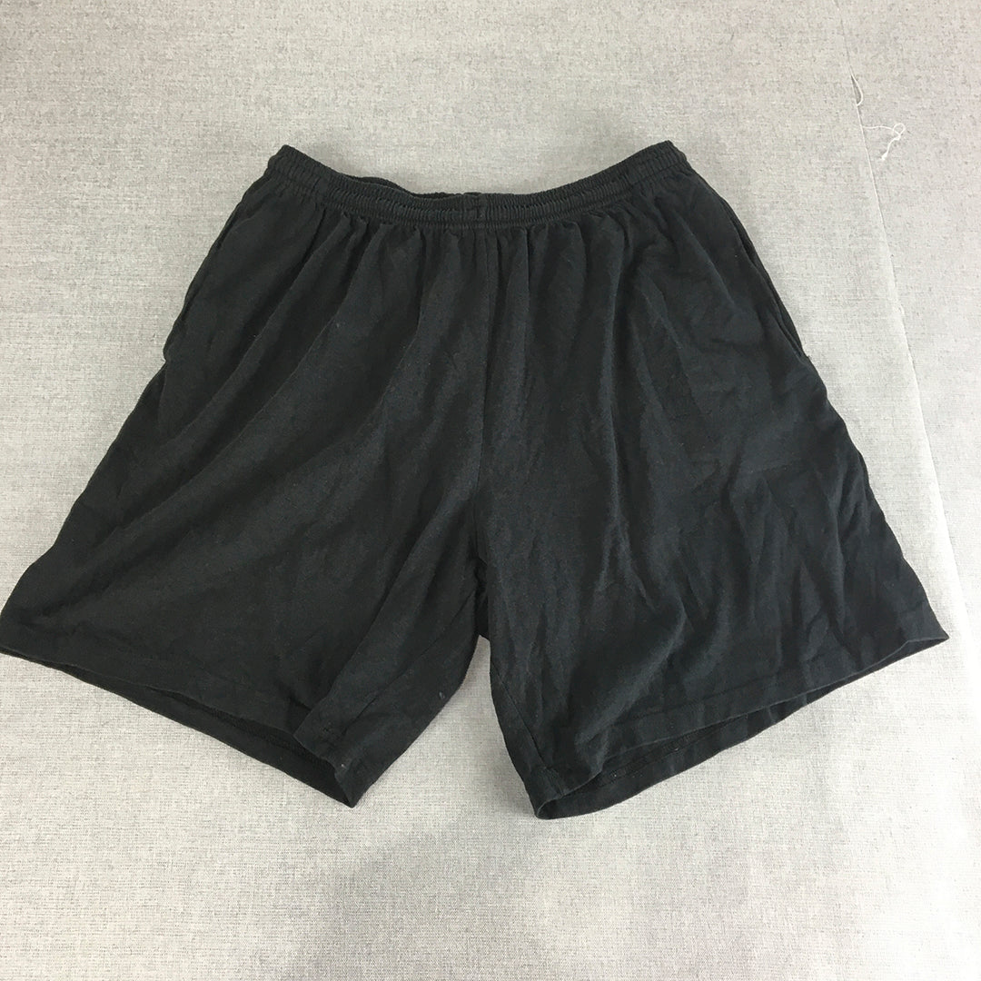 Hanes Mens Shorts Size L Black Pockets Elastic Waist