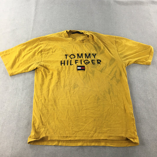 Tommy Hilfiger Womens T-Shirt Size 2XL Yellow Big Logo Short Sleeve Top