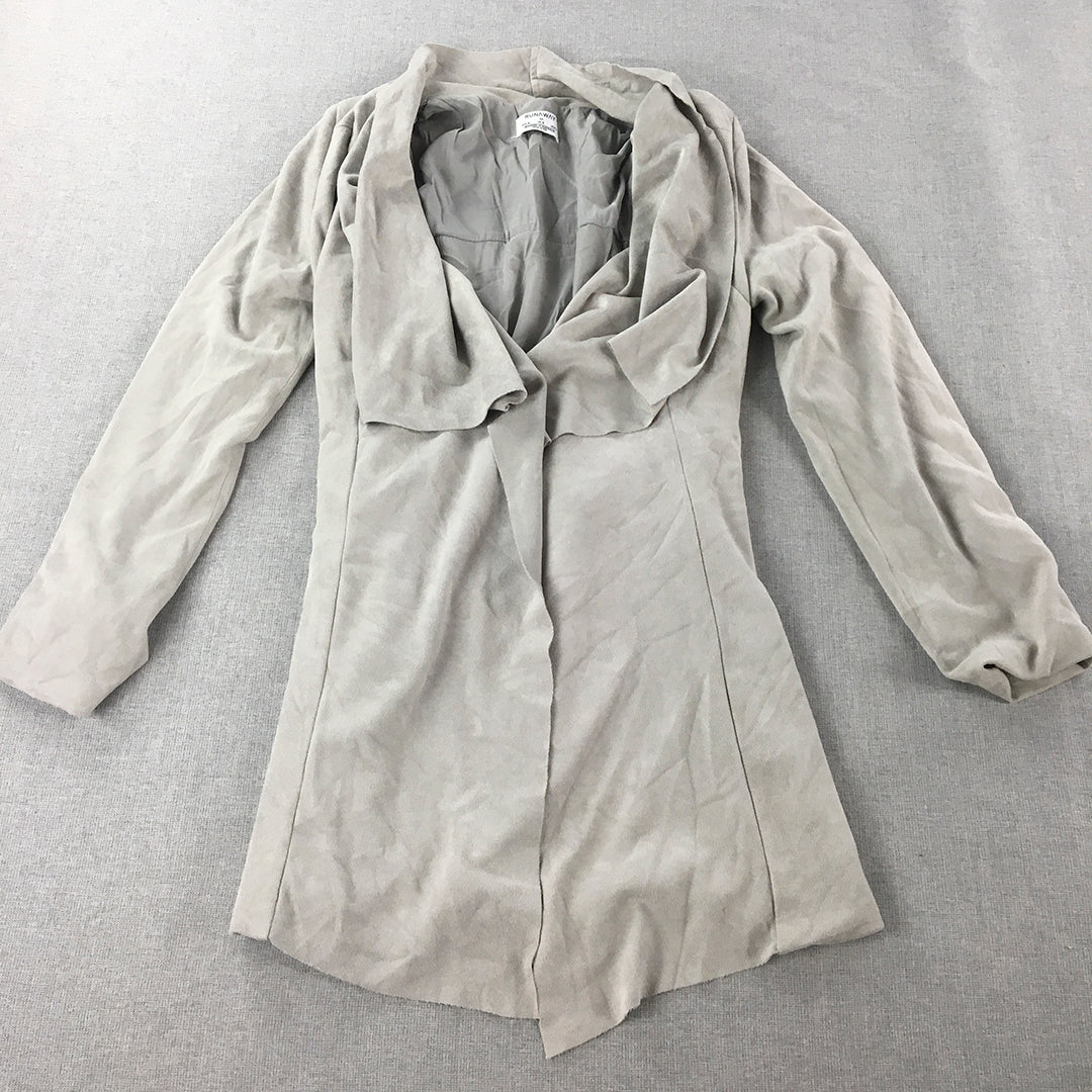 Runaway Womens Jacket Size 6 Grey Belted Pea Coat