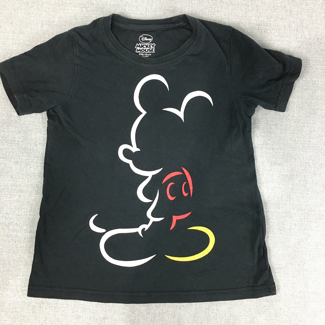 Disney Mickey Mouse Kids Boys T-Shirt Size 7 - 8 Years Black Short Sleeve Top