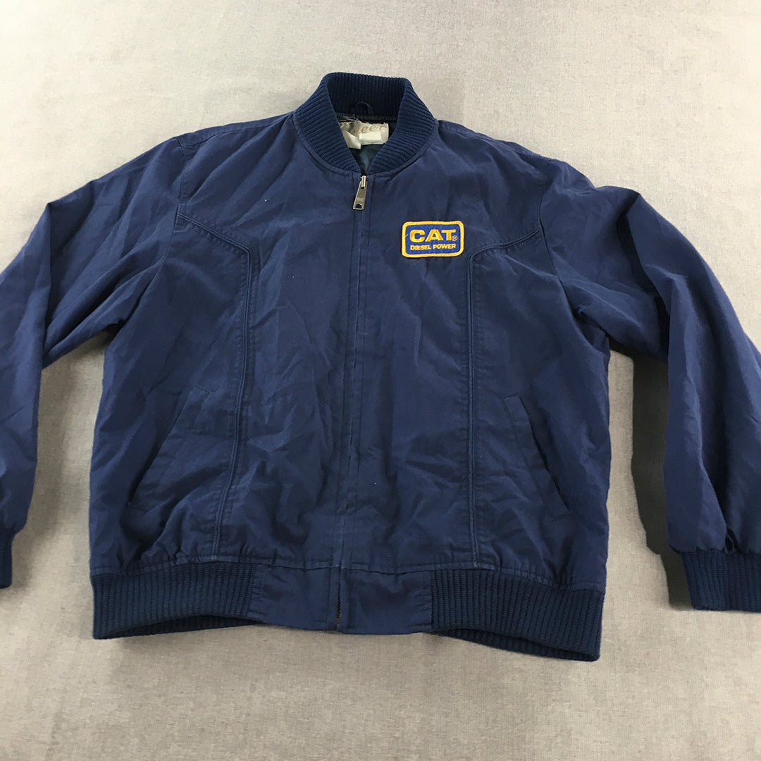 Vintage 70s 80s CATERPILLAR CAT Diesel Power Mens Jacket Size M Blue Spicer