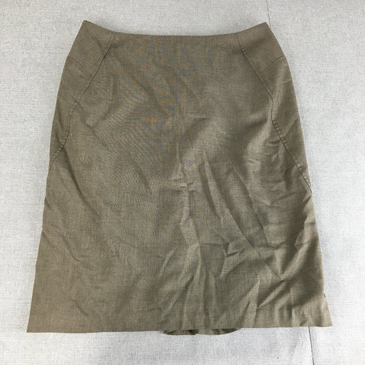 Veronika Maine Womens Pencil Skirt Size 12 Brown Straight Midi