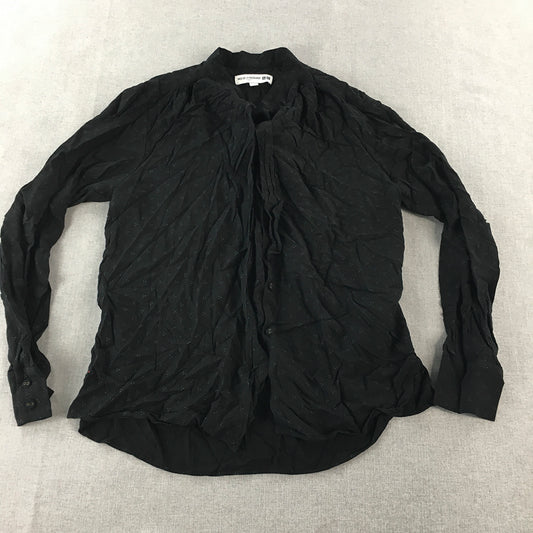 Ines De La Fressange Uniqlo Womens Shirt Size M Black Dot Button-Up Long Sleeve