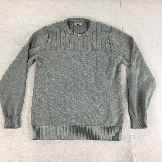 Brooksfield Mens Knit Sweater Size S Grey Crew Neck Pullover Jumper