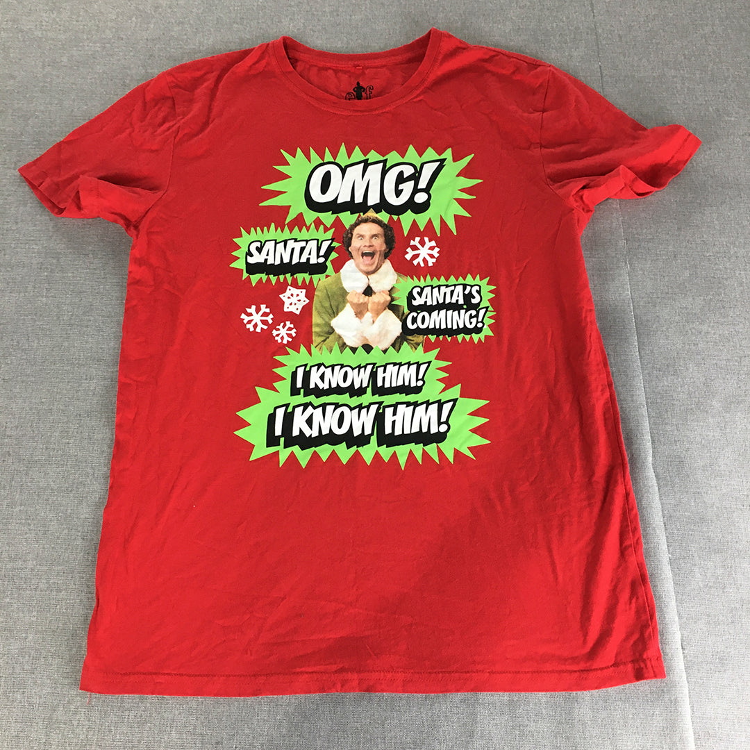 Elf Movie T-Shirt Adult Size M Red Christmas Short Sleeve Tee