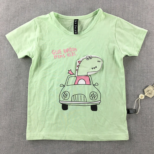 Wha Wha Kids T-Shirt Size M (7 - 8 Years) Green Dinosaur Top