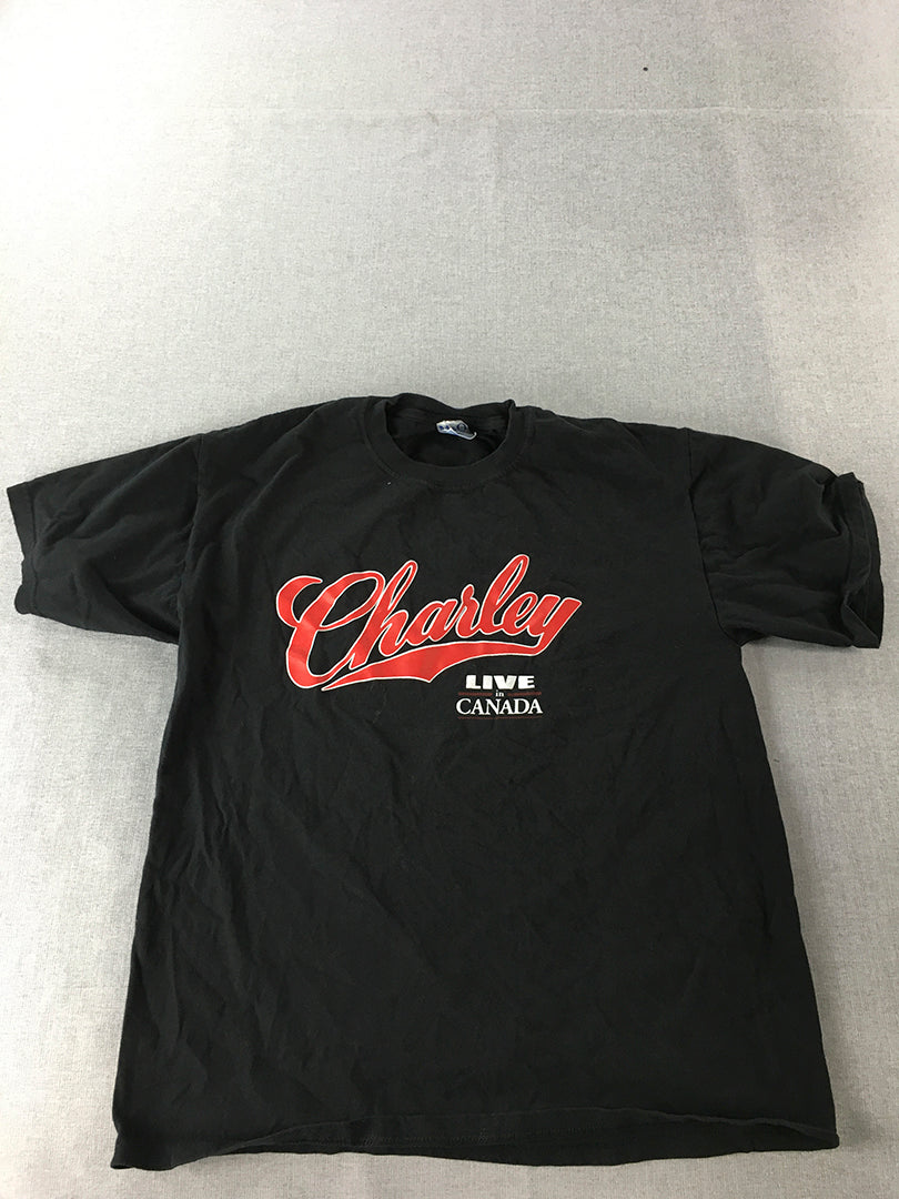 Charley Pride Live in Canada T-Shirt Adult Size L Black Short Sleeve Tee