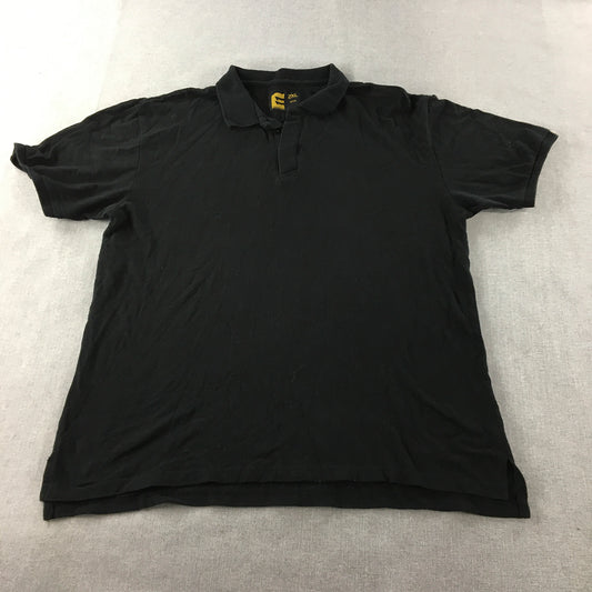 Eleven Workwear Mens Polo Shirt Size 2XL Black Collared Rugby