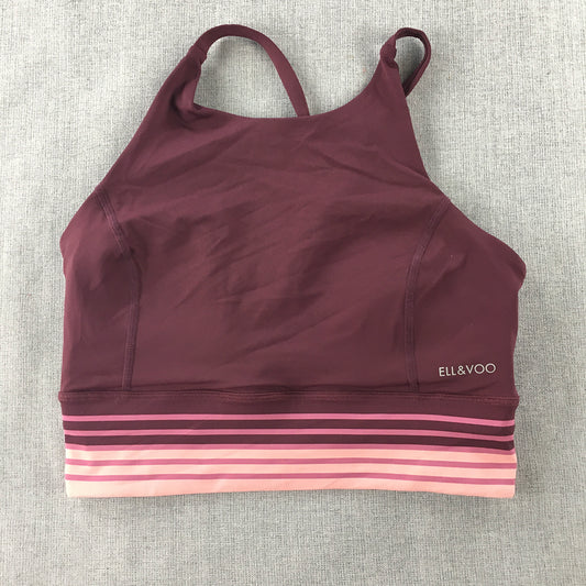 Ell & Voo Womens Sports Bra Size S Plum Purple Cropped Top