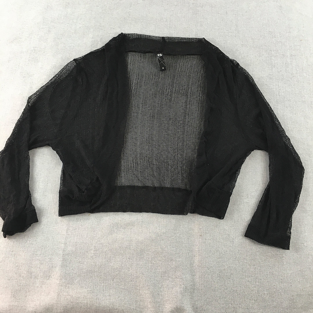 Taking Shape Womens Mesh Cardigan Size M Black Long Sleeve Open Front TS