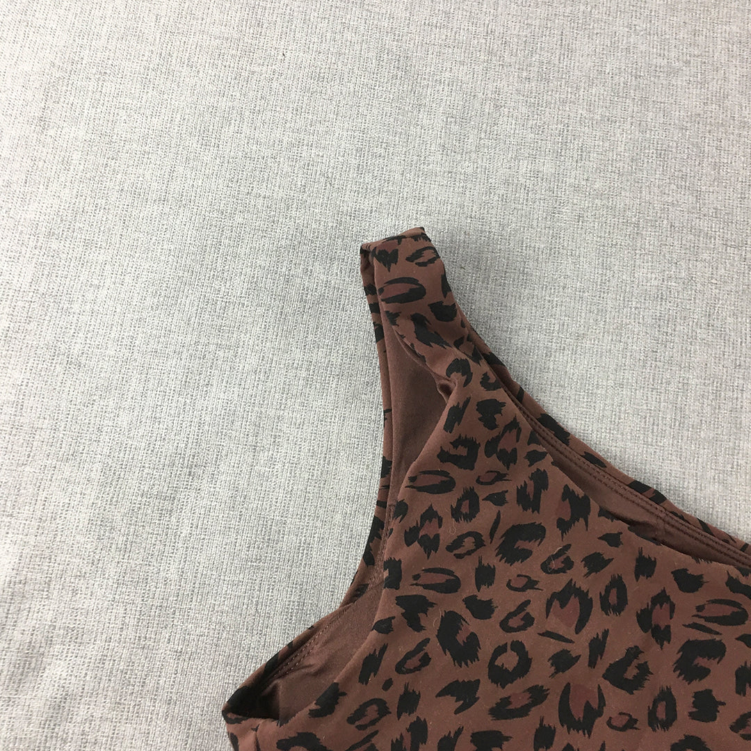 Ryderwear Womens Top Size XL Brown Cheetah Print Sleeveless Cropped