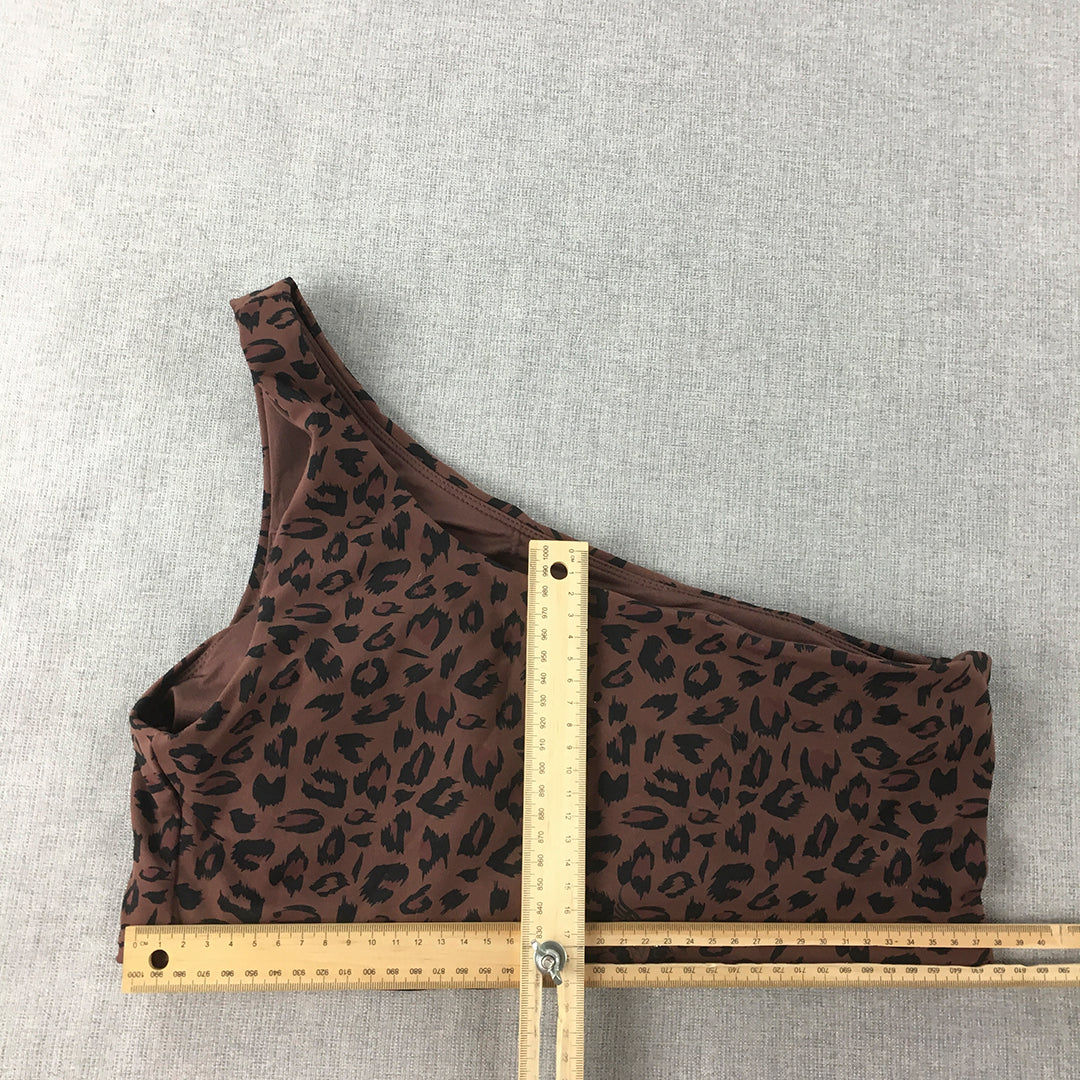 Ryderwear Womens Top Size XL Brown Cheetah Print Sleeveless Cropped