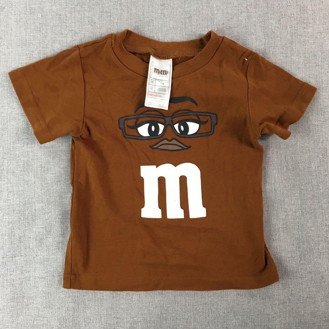 M&Ms Kids T-Shirt Size 3 Years Toddler Brown Short Sleeve Full Print Top