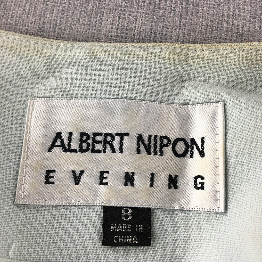 Vintage Albert Nipon Evening Womens Jacket Size 8 Blue Evening Cocktail Button