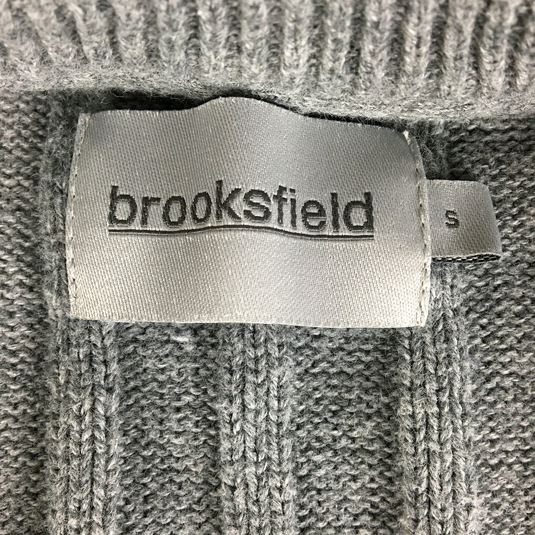 Brooksfield Mens Knit Sweater Size S Grey Crew Neck Pullover Jumper