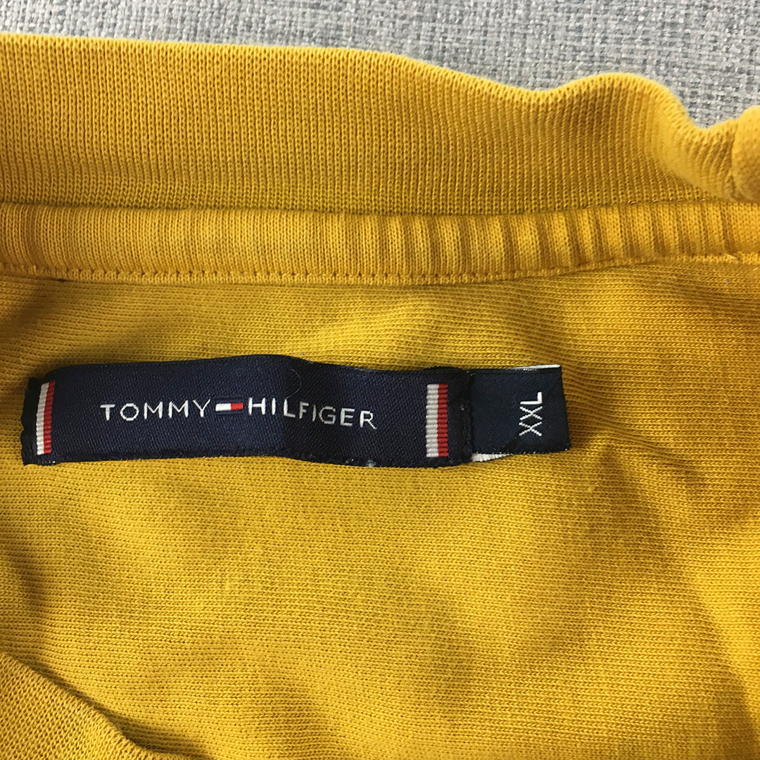 Tommy Hilfiger Womens T-Shirt Size 2XL Yellow Big Logo Short Sleeve Top