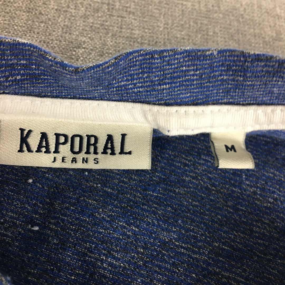 Kaporal Jeans Mens T-Shirt Size M Blue Big Logo Crew Neck Short Sleeve Tee