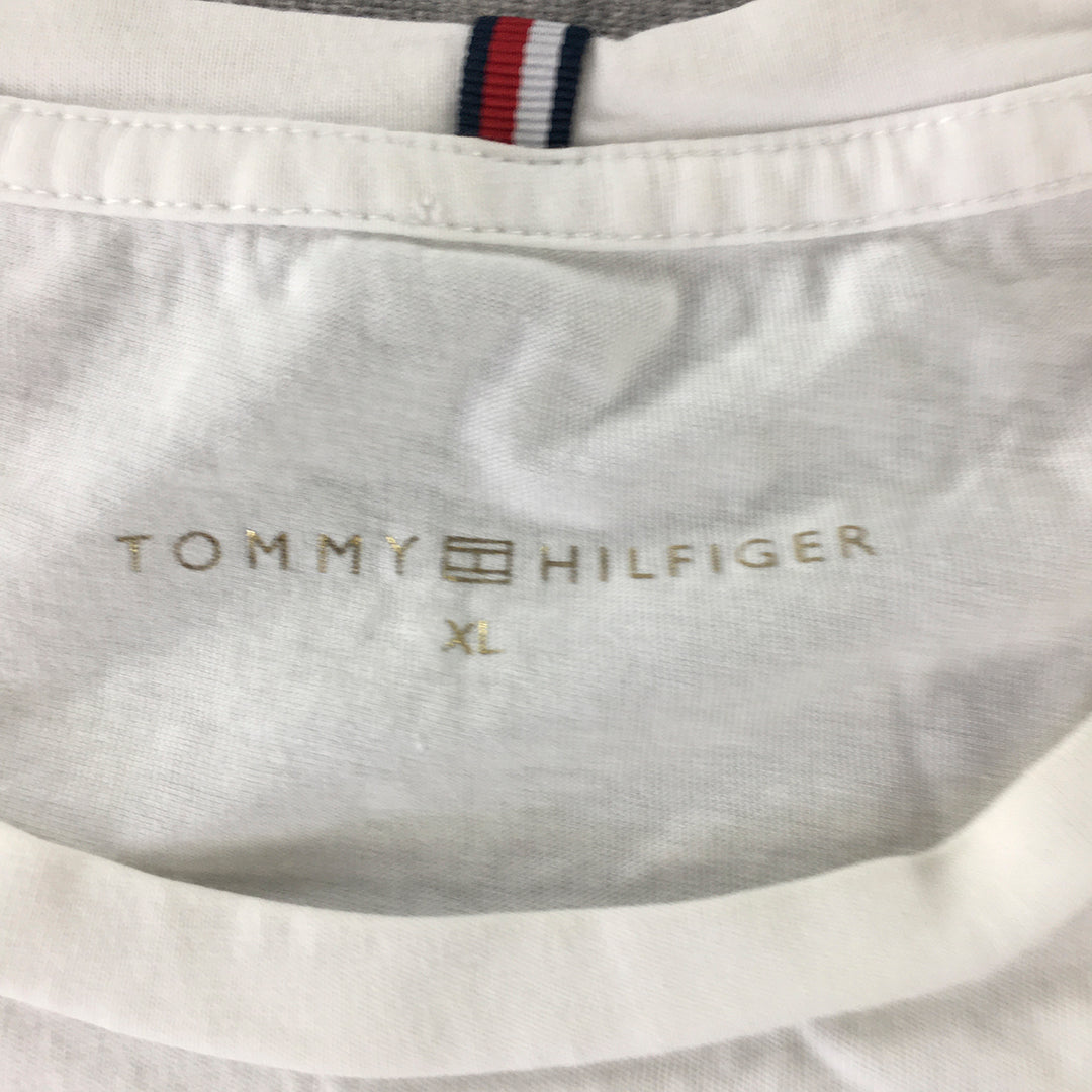 Tommy Hilfiger Womens T-Shirt Size XL White Logo Short Sleeve Top