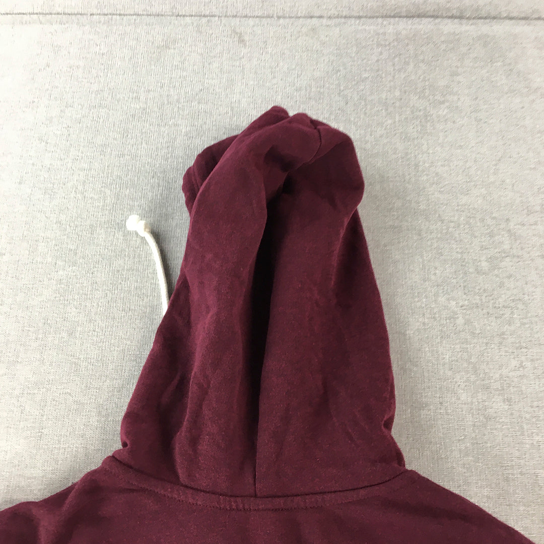 H&M Womens Jacket Size L Maroon Red Zip-Up Hoodie Pockets Coat