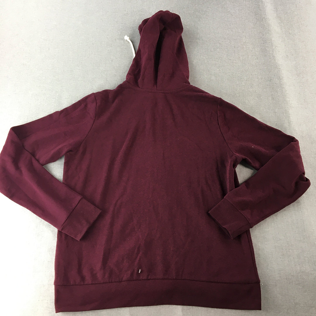 H&M Womens Jacket Size L Maroon Red Zip-Up Hoodie Pockets Coat