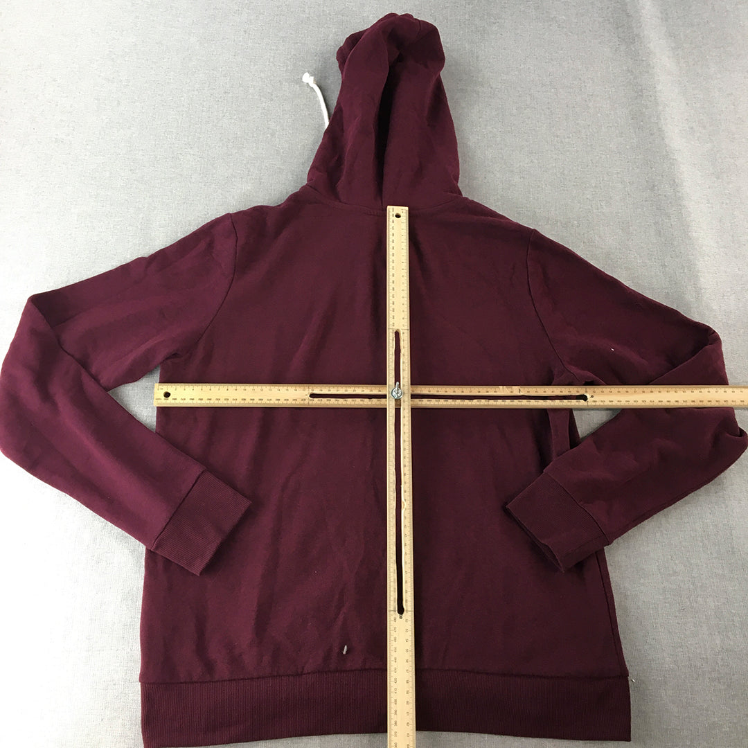 H&M Womens Jacket Size L Maroon Red Zip-Up Hoodie Pockets Coat