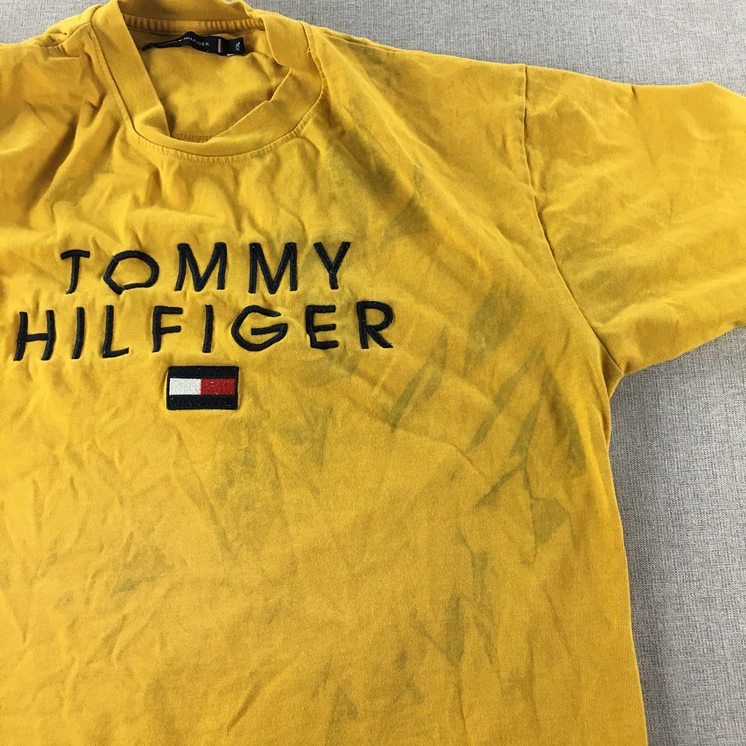 Tommy Hilfiger Womens T-Shirt Size 2XL Yellow Big Logo Short Sleeve Top