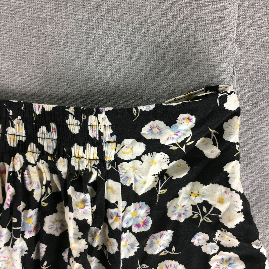 MINKPINK Womens Mini Skirt Size M Black Floral Elastic Waist