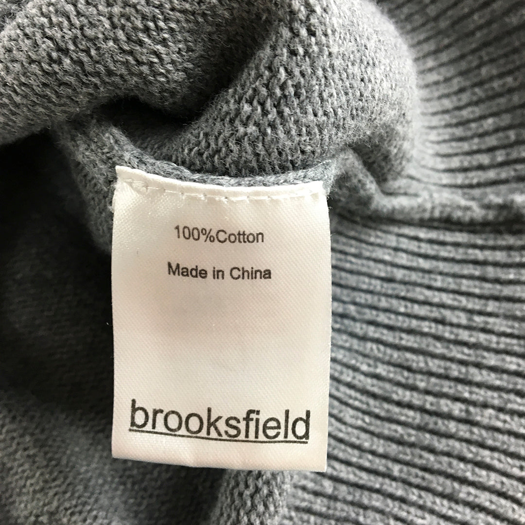 Brooksfield Mens Knit Sweater Size S Grey Crew Neck Pullover Jumper