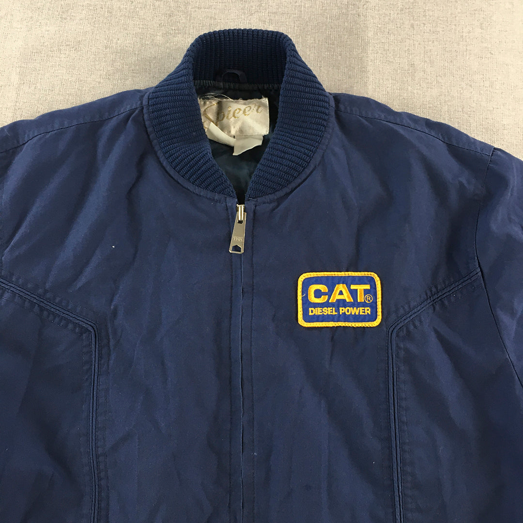 Vintage 70s 80s CATERPILLAR CAT Diesel Power Mens Jacket Size M Blue Spicer