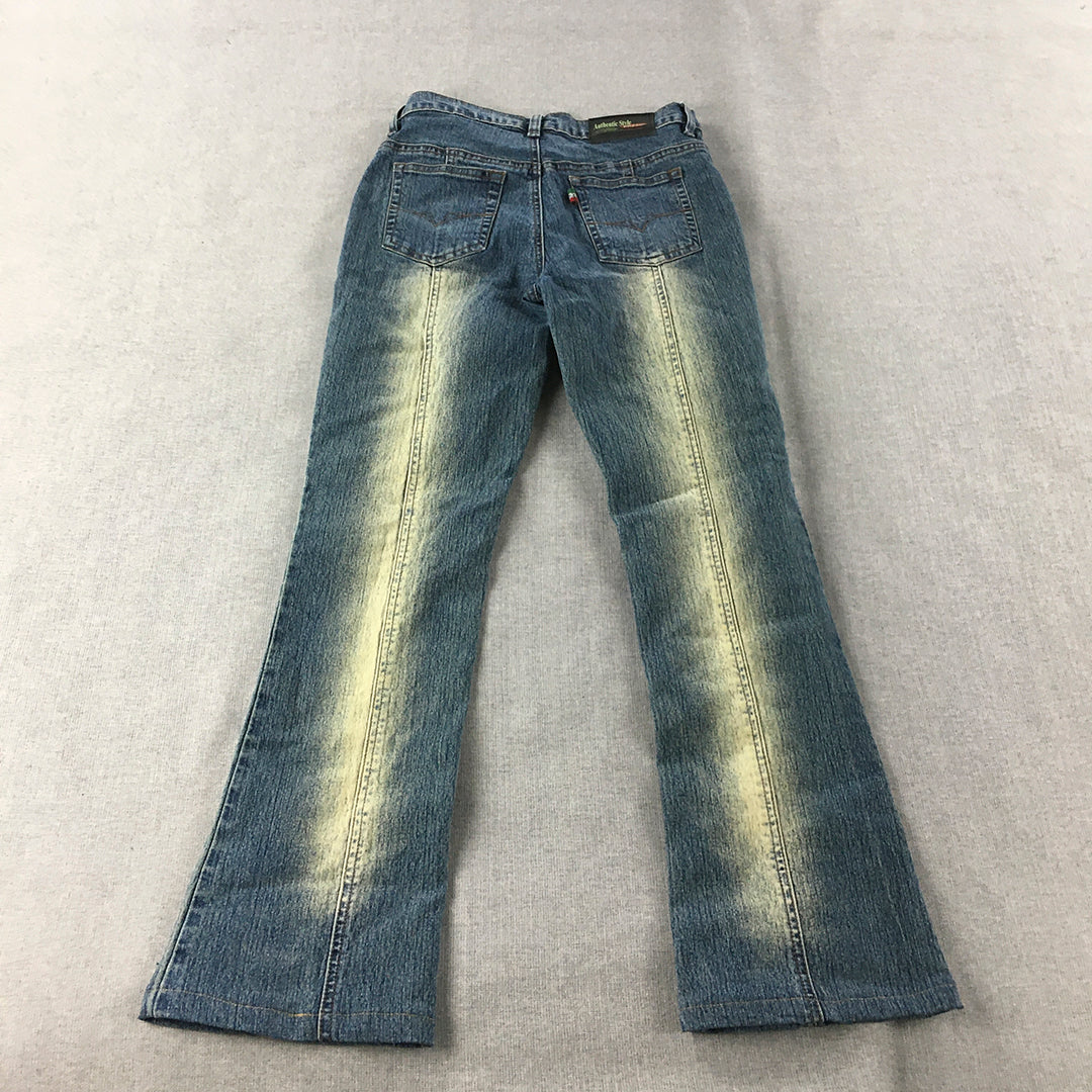 Vintage Pazzo Womens Bootcut Jeans Size 26 Blue Mudwash Flared Y2K