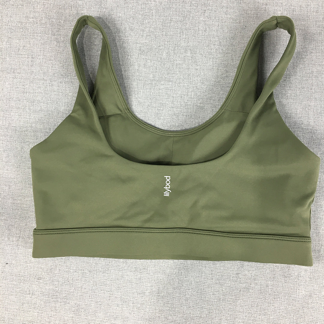 Lilybod Womens Sports Bra Size M Green Activewear Gym Cropped Top