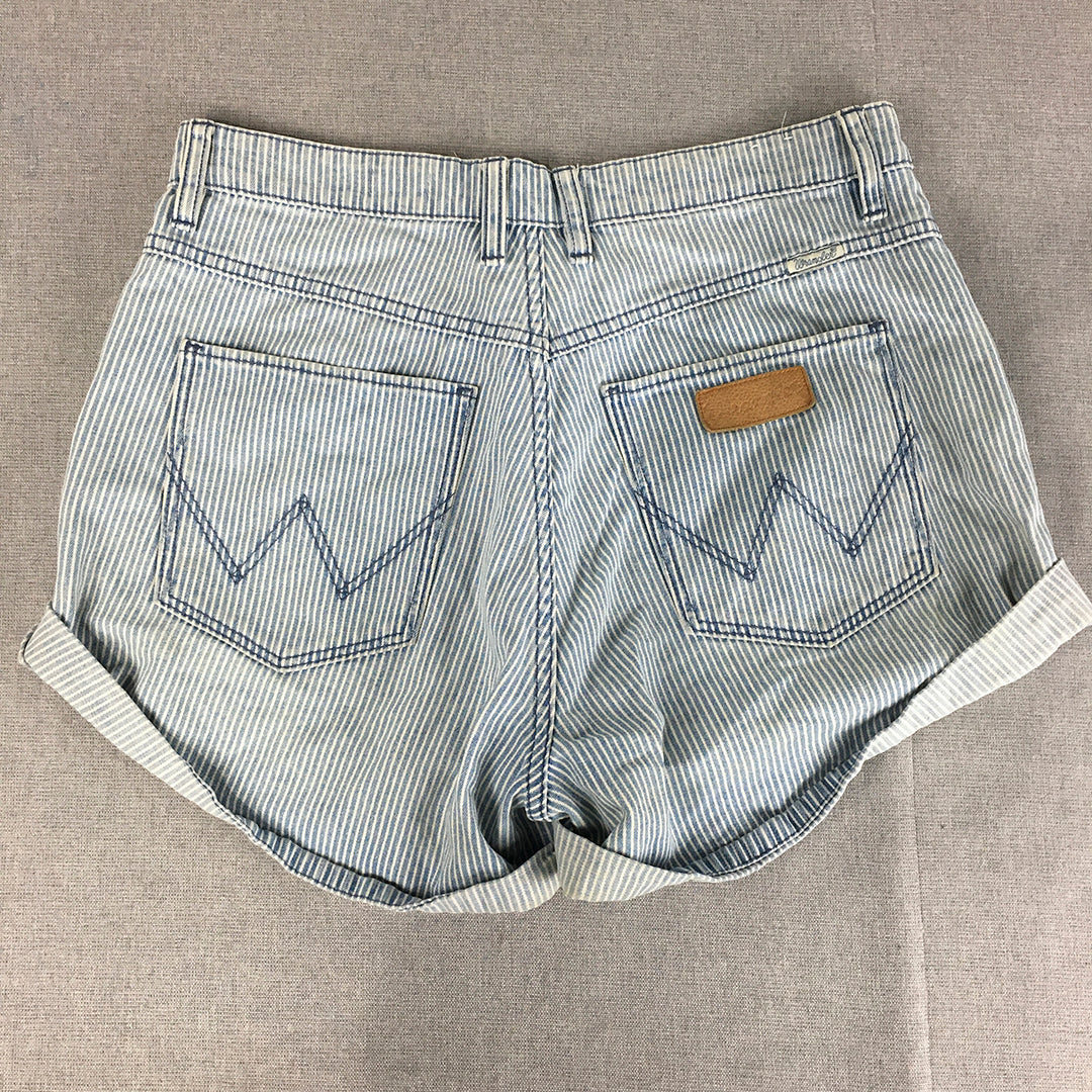 Wrangler Womens Denim Shorts Size 12 Blue Striped Bermuda Pockets