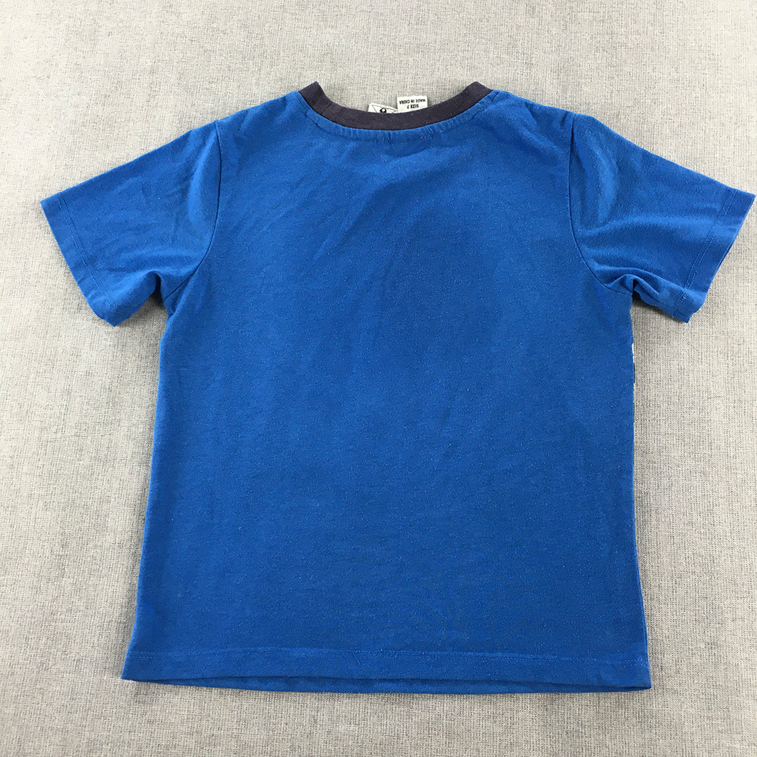 Hot-Wheels Kids Boys T-Shirt Size 7 Blue Short Sleeve Top