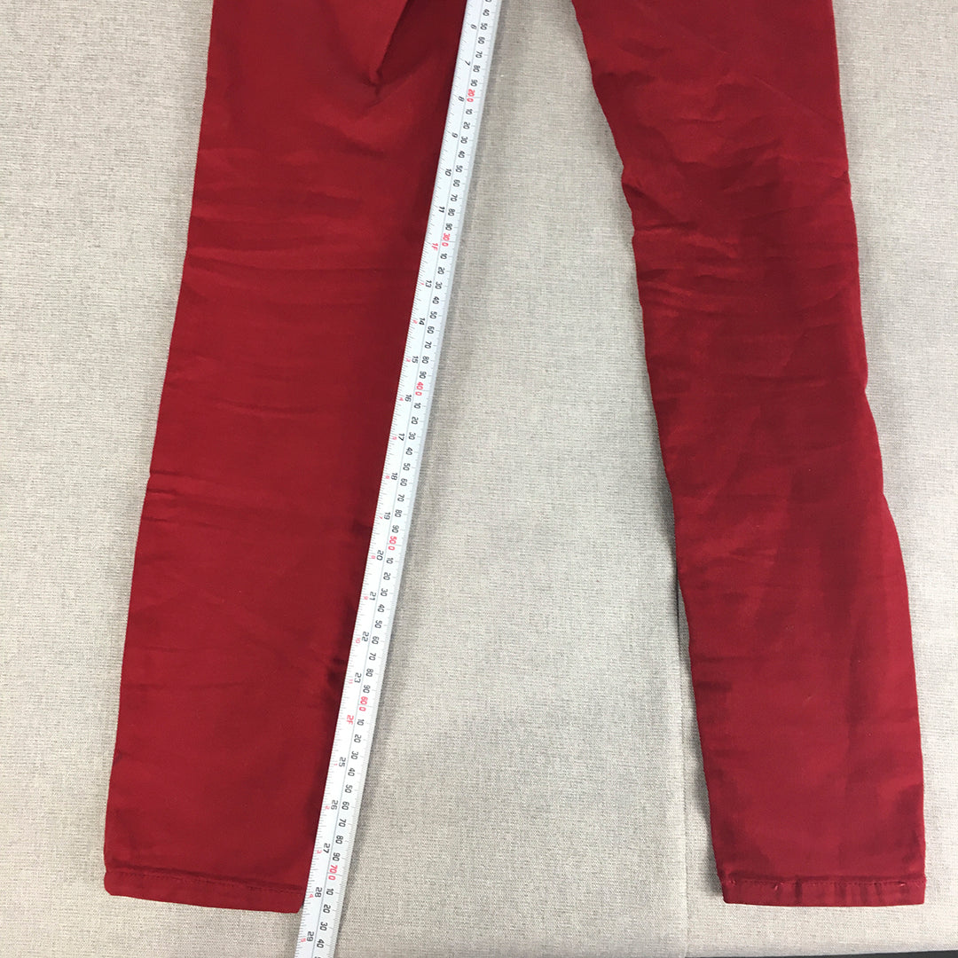 Zara Womens Skinny Jeans Size 2 US (W24 x L28) Red Stretch Denim