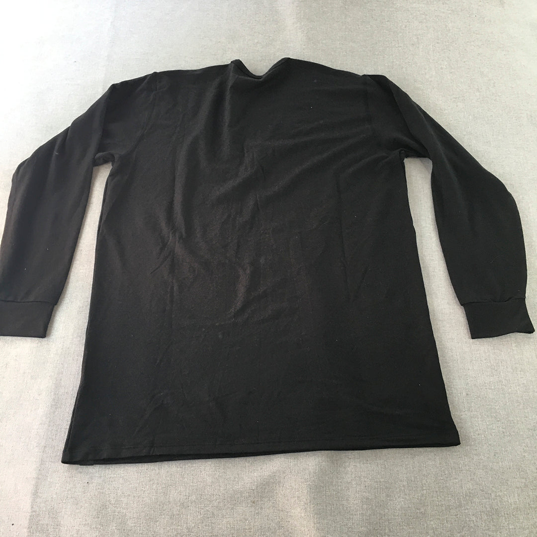 Uniqlo Heattech Mens Shirt Size XL Black Long Sleeve V-Neck Thermal