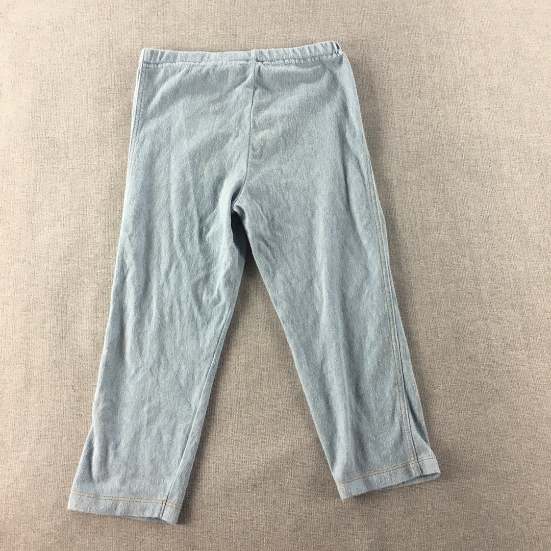 Uniqlo Kids Denim Pants Size 7 - 8 Years Light Blue Elastic Waist