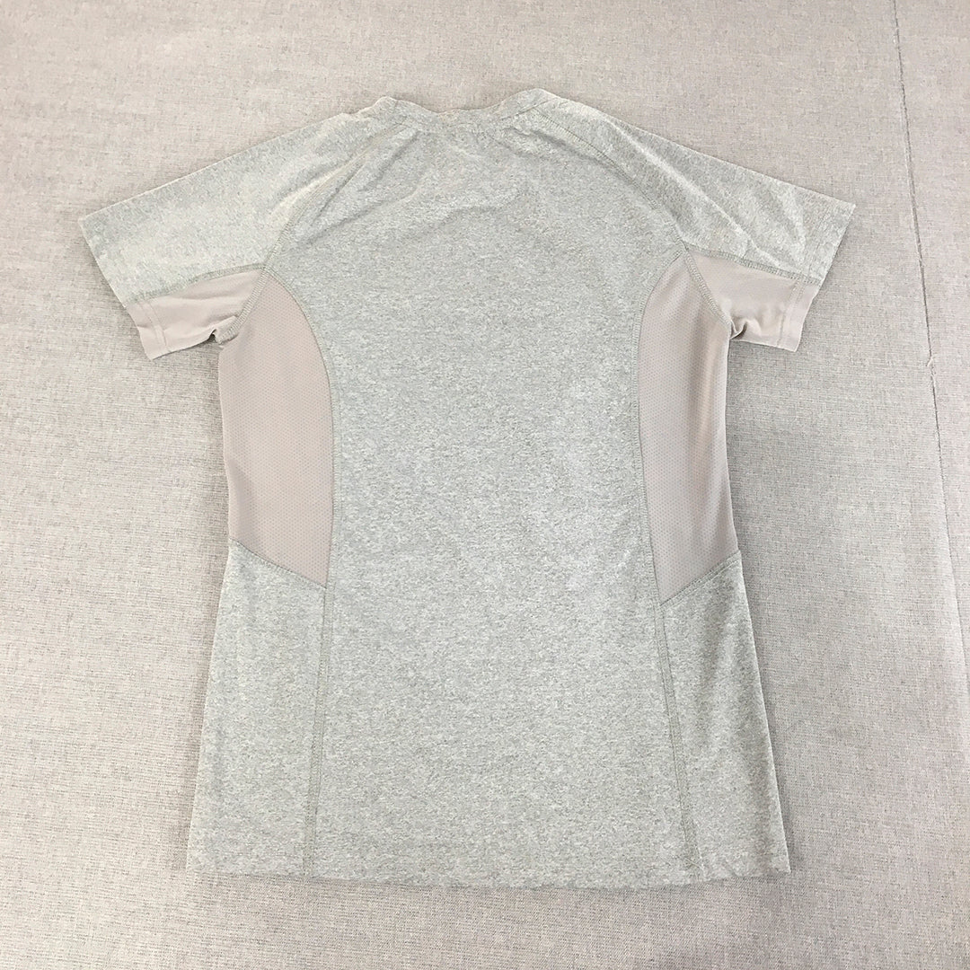 Gymshark Womens T-Shirt Size M Grey Logo Gym Activewear Short Sleeve Stretch