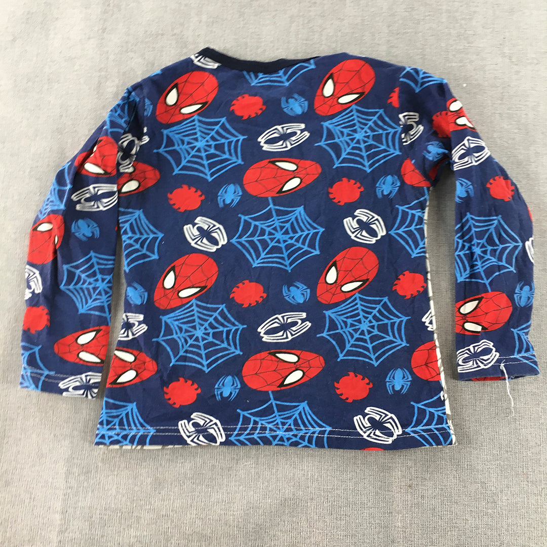 Marvel Spider-Man Kids Boys Shirt Size 4 White Blue Long Sleeve Pullover Top