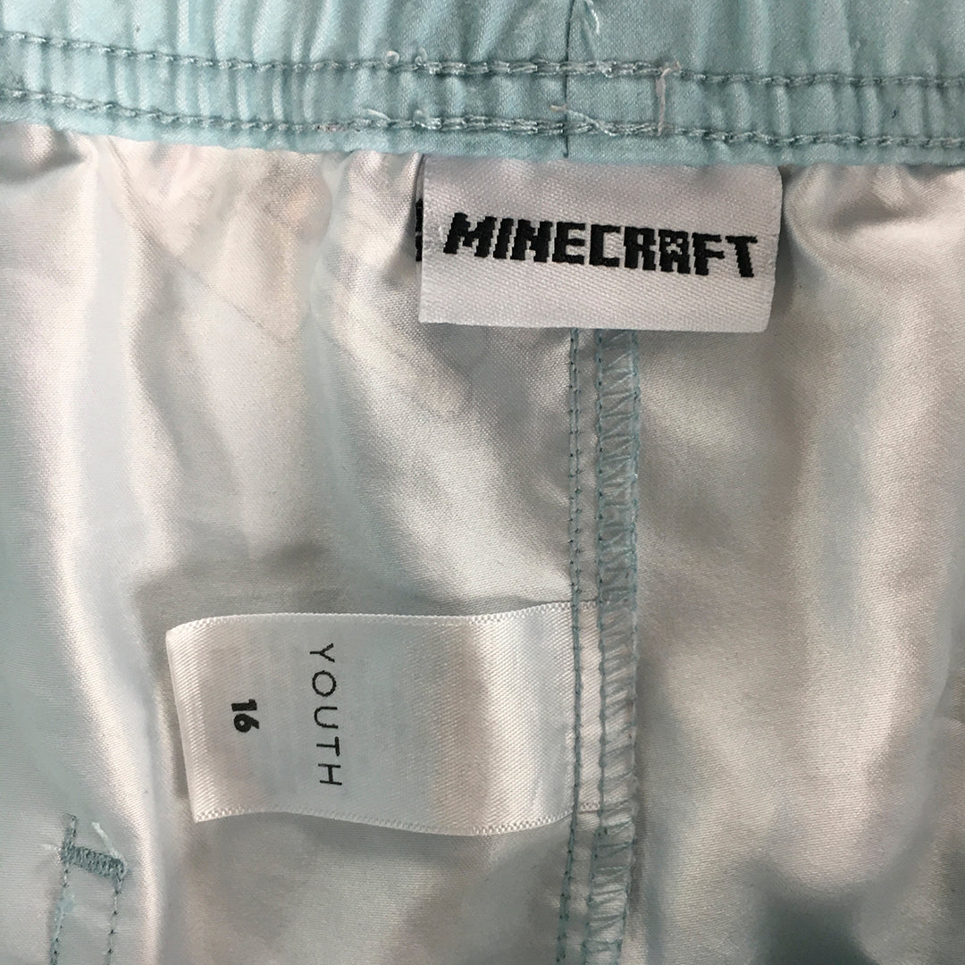 Minecraft Kids Boys Shorts Size 16 Ghast Blue Drawstring