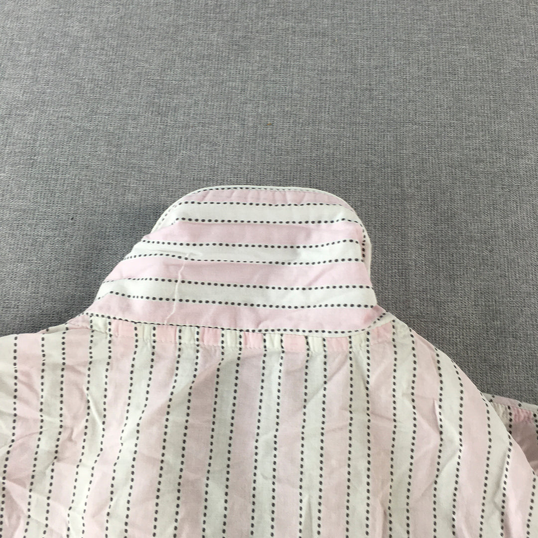 Victoria's Secret Womens Sleep Shirt Size S White Pink Striped Button Up Pajama