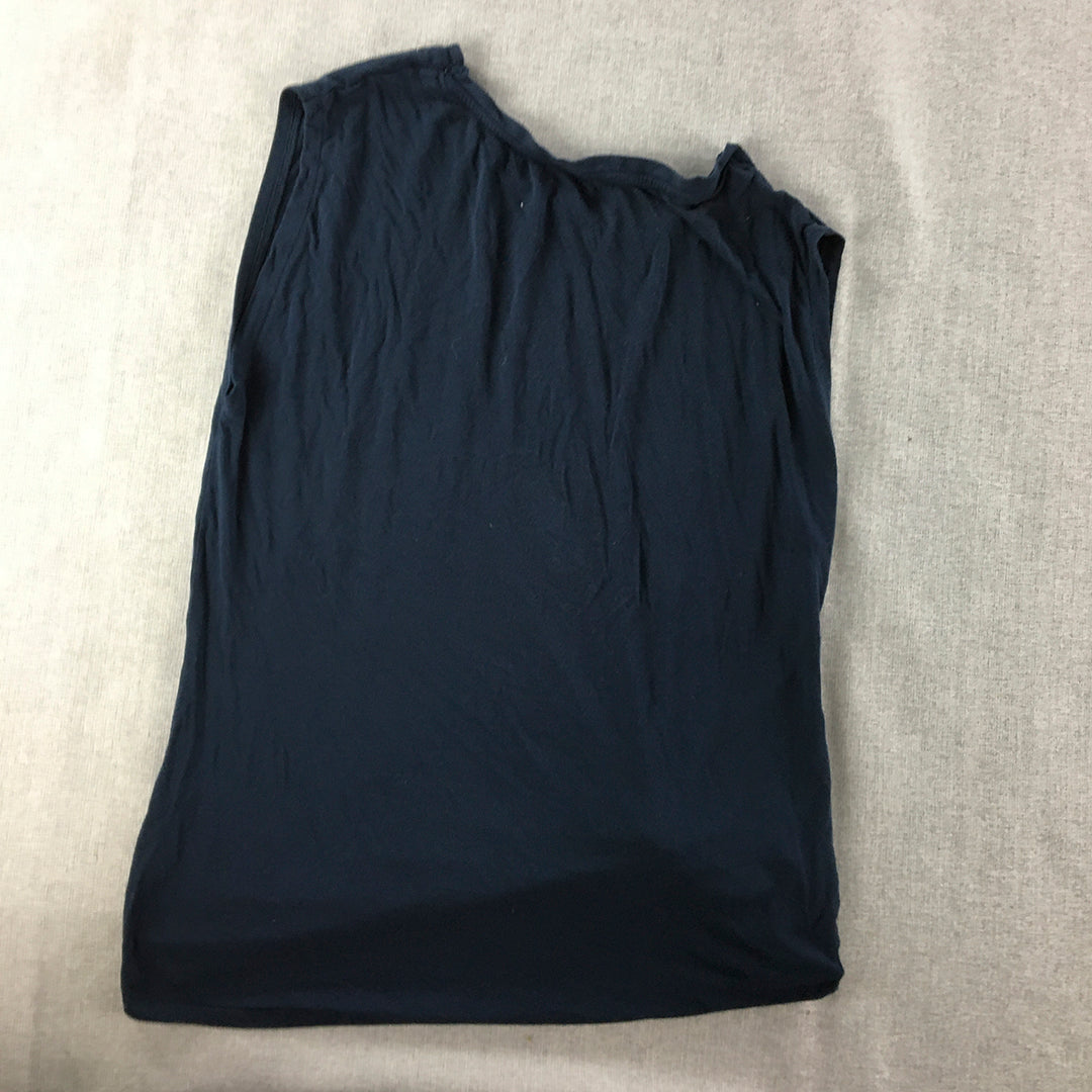 Rockwear Womens Tank Top Size 8 Navy Blue Sleeveless Stretch Fabric Shirt