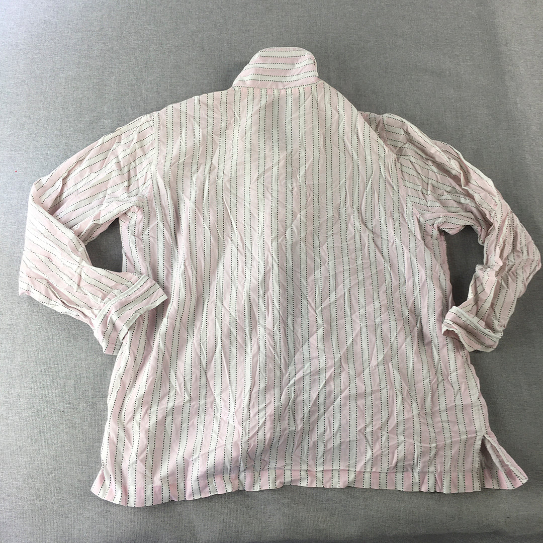 Victoria's Secret Womens Sleep Shirt Size S White Pink Striped Button Up Pajama