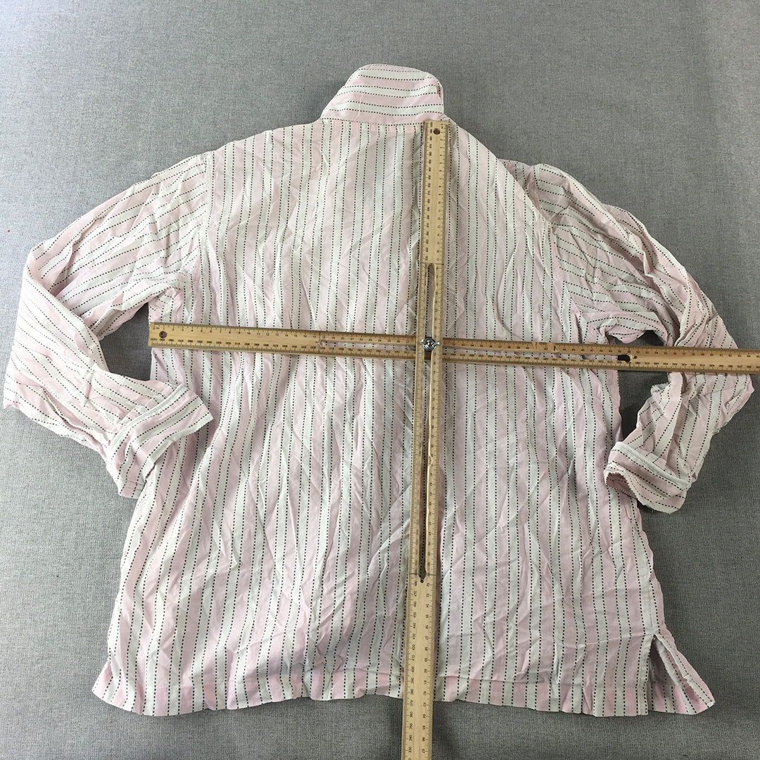 Victoria's Secret Womens Sleep Shirt Size S White Pink Striped Button Up Pajama