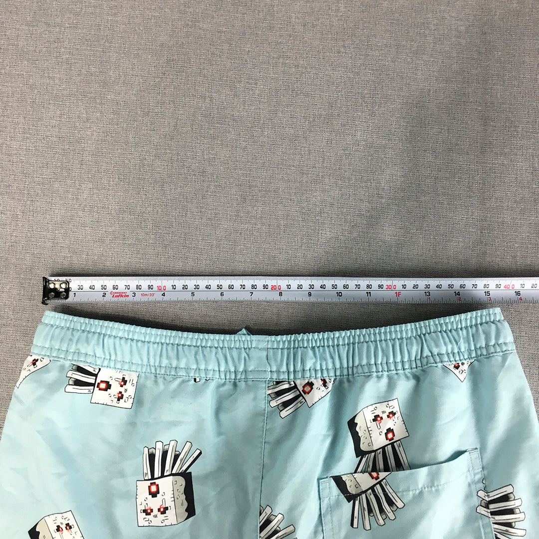 Minecraft Kids Boys Shorts Size 16 Ghast Blue Drawstring