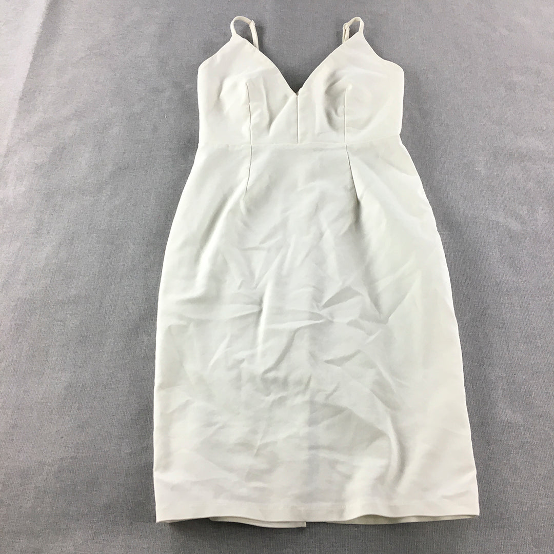 Faith In Love Womens Pencil Dress Size 10 White Pleated Spaghetti Strap