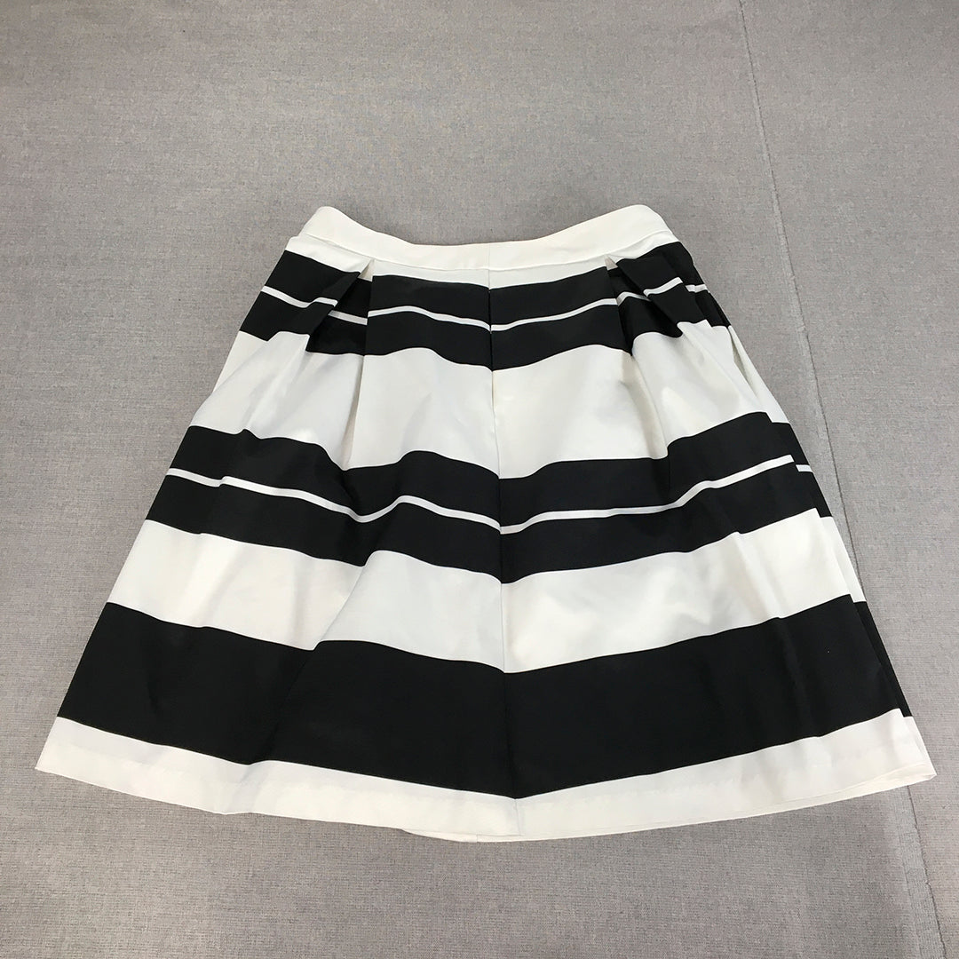 Diana Ferrari Womens A-Line Skirt Size 8 Black White Pleated Back Zip