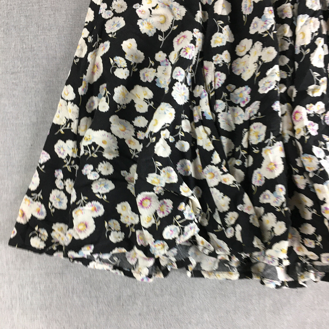 MINKPINK Womens Mini Skirt Size M Black Floral Elastic Waist