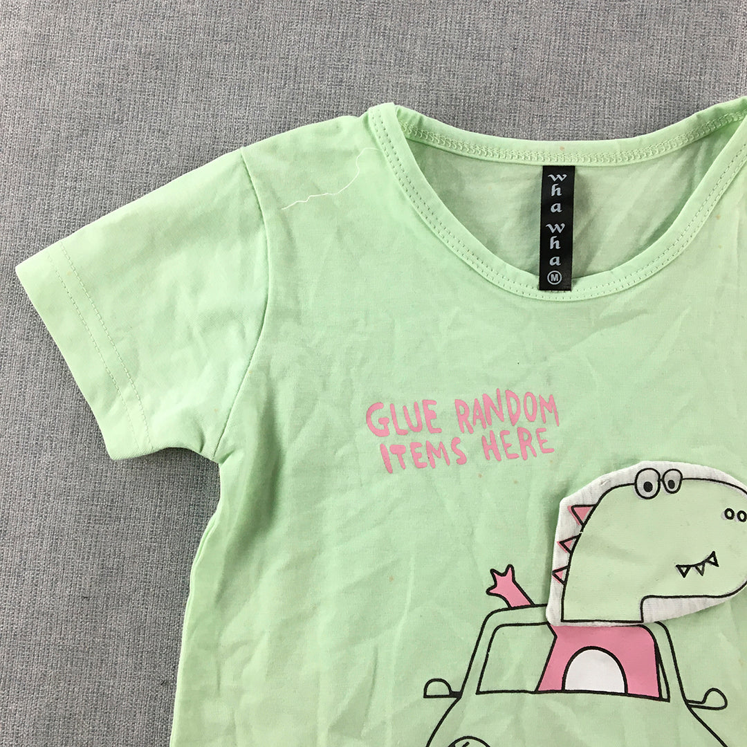 Wha Wha Kids T-Shirt Size M (7 - 8 Years) Green Dinosaur Top